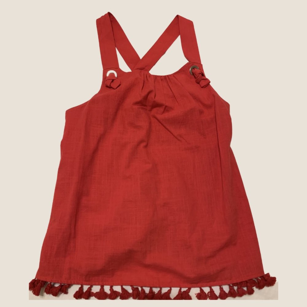 Red Pom Pom Detail Top